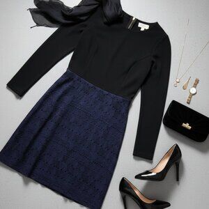Sail to Sable Mixed-Media Fit-and-Flare Dress